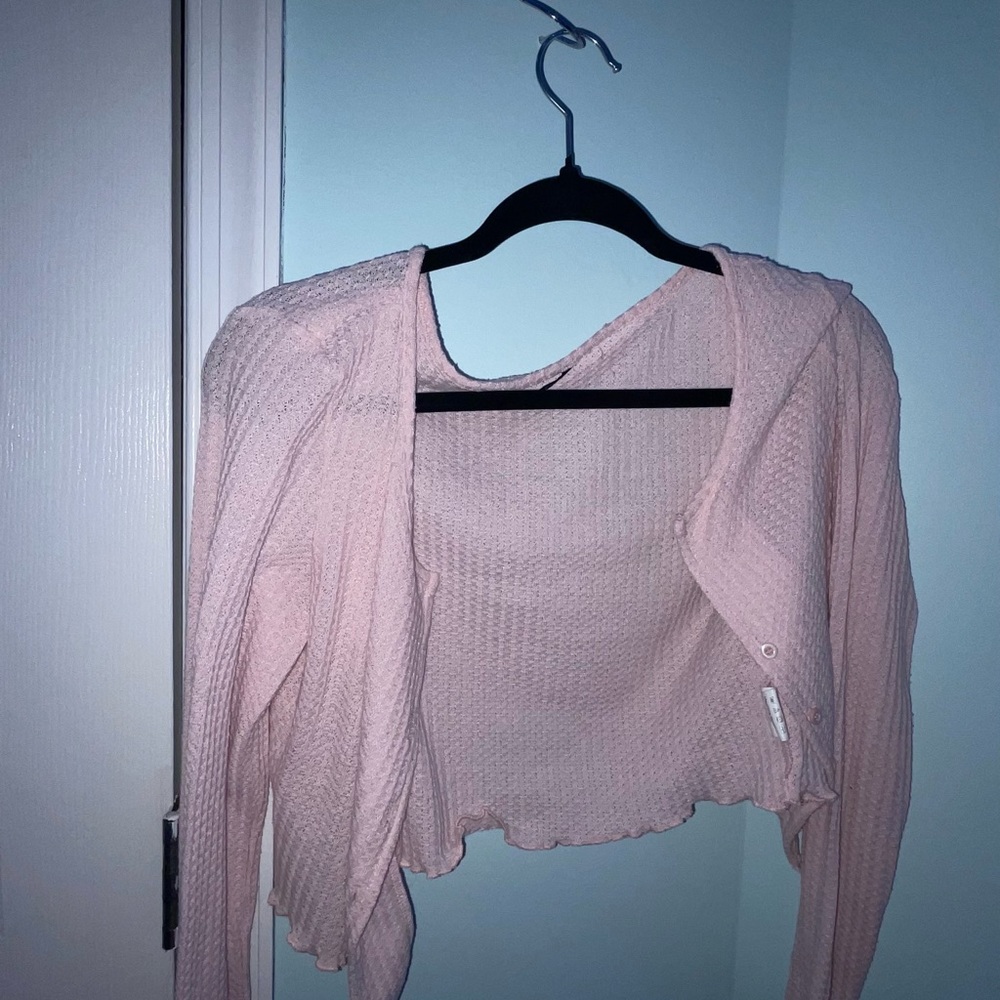 pink cardigan